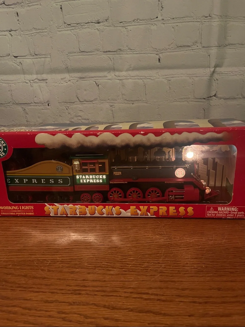 Starbucks Holiday Express Train with working lights and poster like new 2003